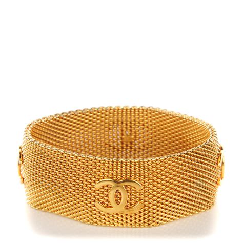 chanel gold mesh bracelet|vintage chanel bracelet gold.